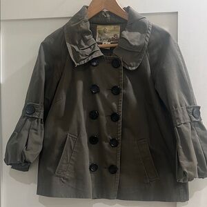 Kensie Double-Breasted Utility Jacket - Green